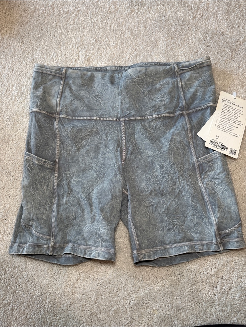 lululemon athletica Washed Gray High-Rise Bike Shorts with Side Pockets